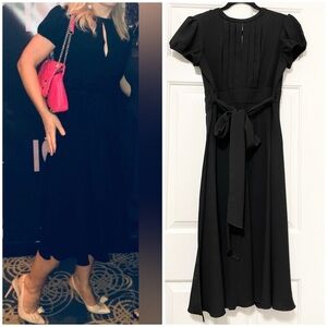 RED VALENTINO SHORT SLEEVE BLACK A-LINE Midi Dress SIZE M OR 46 European size